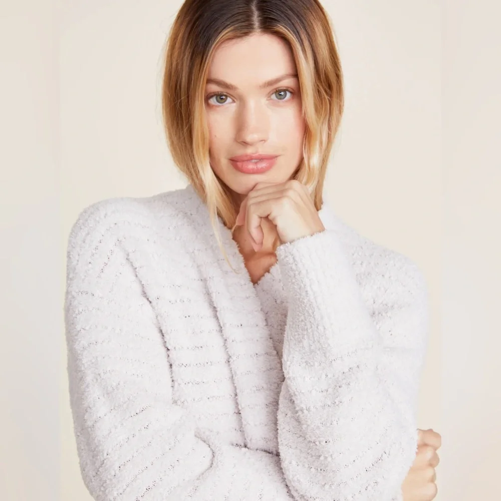 BAREFOOT DREAMS CozyChic Boucle Welt Pocket Cardigan | Size L 🆕 - Picture 4 of 10